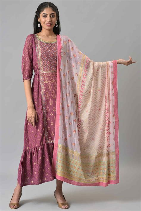 Buy Pink Placement Print Silver Chiffon Dupatta Online for Woman | Shop ...