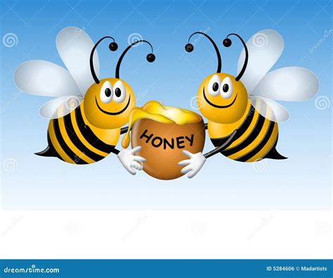 Busy Cartoon Bees with Honey Stock Vector - Illustration of vector ...