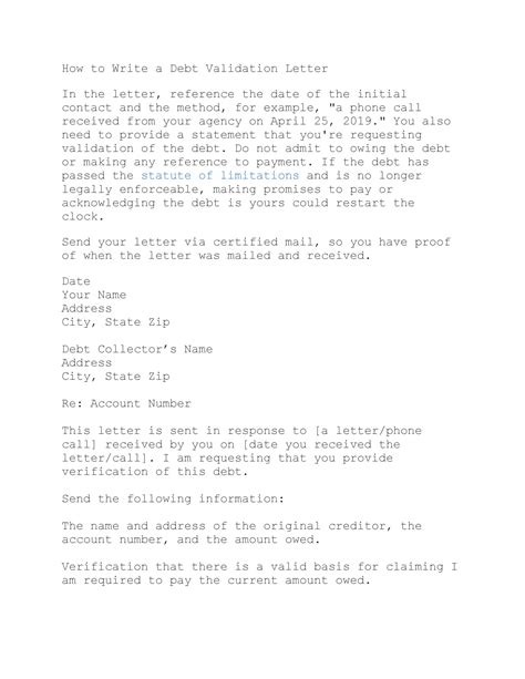 50 Free Debt Validation Letter Samples & Templates ᐅ TemplateLab