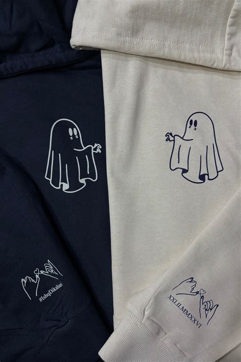 Ghost And Custom Sleeves Text Couple Matching Hoodies – The Urban Walks