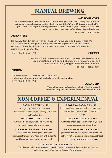 Menu at Corridor Seven Coffee Roasters, Nagpur