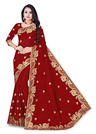 Buy Crazy Fashion Women's Vichitra Silk Embroidered With Stone Work ...