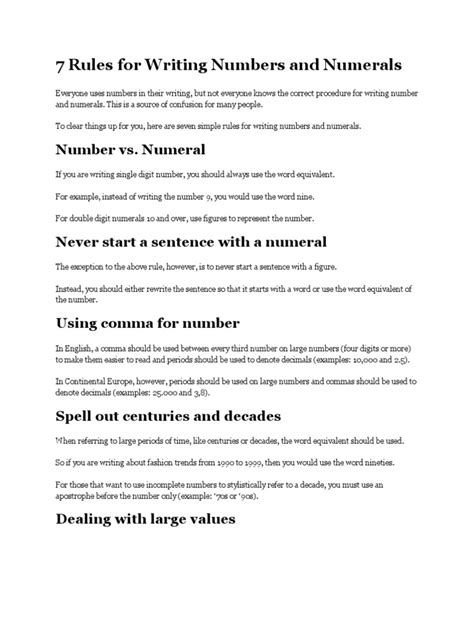 Number Rules in Writing Numbers 的图像结果