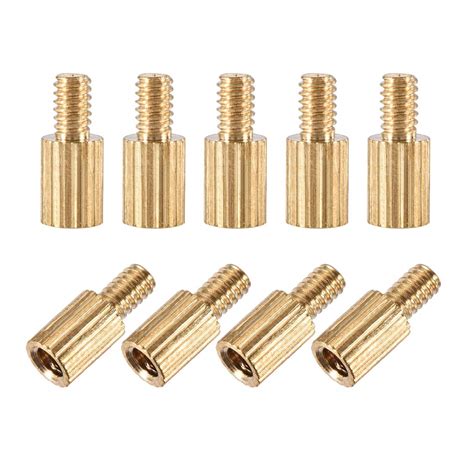 uxcell M2x4mm+4mm Male-Female Brass Cylinder Knurled PCB Motherboard ...