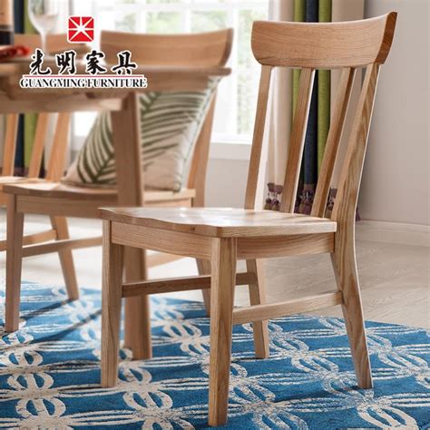 【光明家具】进口红橡木餐椅 全实木座椅 北欧简约餐椅 原木色餐椅凳子 WX3-4302-46