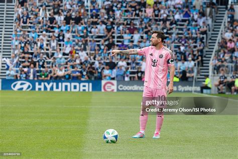 Lionel Messi of Inter Miami CF with a free kick during a game between ...
