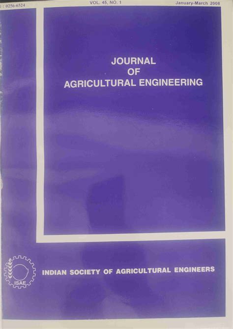 Vol. 45 No. 1 (2008) | Journal of Agricultural Engineering (India)