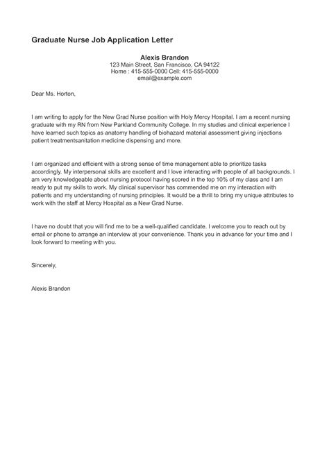 Graduate Nurse Job Application Letter | Templates at ...