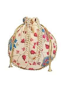 ROMEE Ethnic Royal Rajasthani Embellished Silk Potli Potli Bag, Handbag ...
