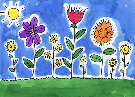 childrens drawings of flowers