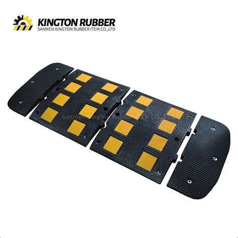 Black & Yellow Reflective Safety Traffic Humps Rubber Road Speed Bumps ...