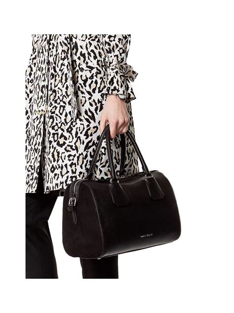 Karen Millen Leather Box Grab Bag, Black at John Lewis & Partners