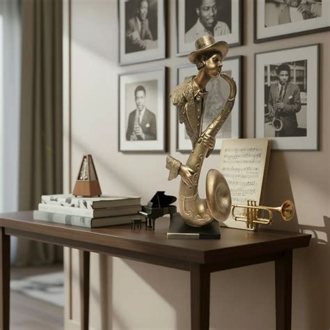 Soulful Serenade: The Bronze-Toned Saxophone Player Sculpture – Le ...