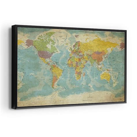 Large Framed World Map 的图像结果