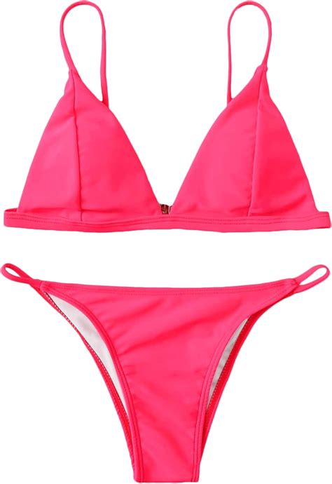 SOLY HUX Women's Spaghetti Strap V Neck Triangle Bikini Bathing Suit 2 ...