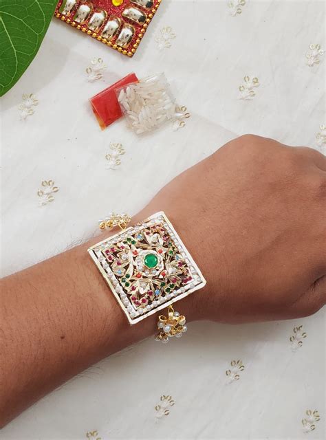 Stunning Navaratan Square Bracelet Rakhi – QUEENS JEWELS
