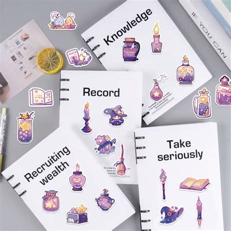 50pcs Cute Witch Stickers Purple Magic Potion Stickers Kawaii Aesthetic ...
