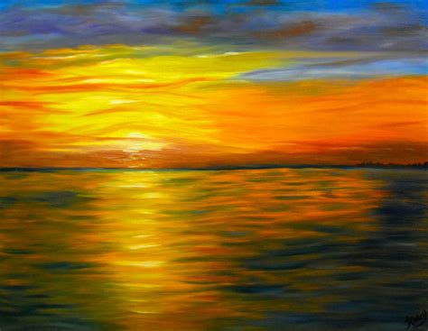 Ocean Sunset Oil Painting at PaintingValley.com | Explore collection of ...