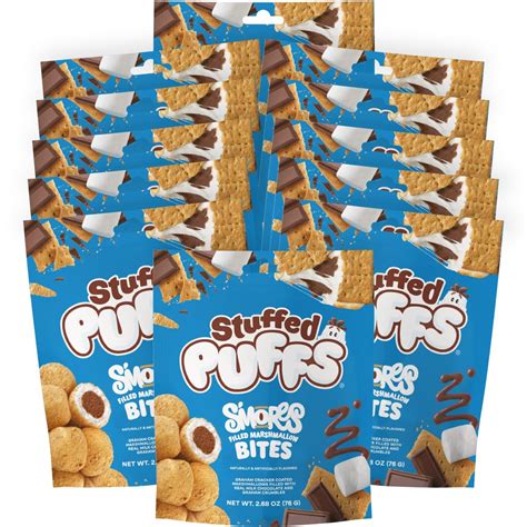 Amazon.com : Stuffed Puffs BITES - S'mores Coated Marshmallows 12 Pack ...