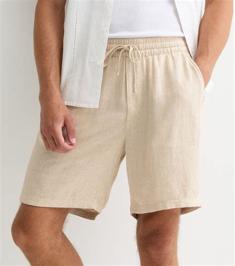 Only & Sons Cream Cotton-Linen Shorts | New Look | Mens linen shorts ...