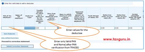 Online Correction- Add/delete salary details in TDS/TCS Statement
