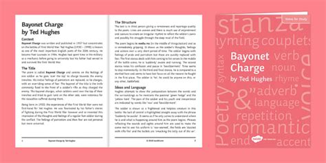 AQA Poetry: Bayonet Charge - Revision Notes (teacher made)