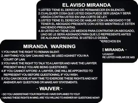 Amazon.com : TGCNQ Official Standard Miranda Rights Warning Card with ...