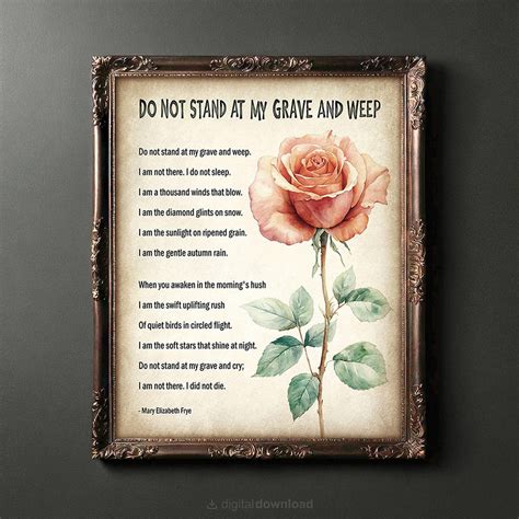 Memorial Poem Print Funeral Poster Gift Do Not Stand at My Grave and ...