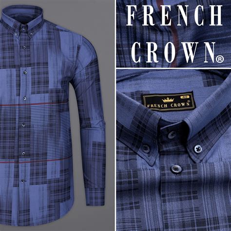Scampi Blue Casual/Formal Checks-Plaid Premium Cotton Button-Down Shirt ...