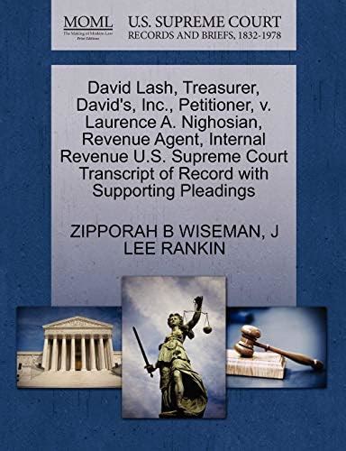 Buy David Lash, Treasurer, David's, Inc., Petitioner, V. Laurence A ...