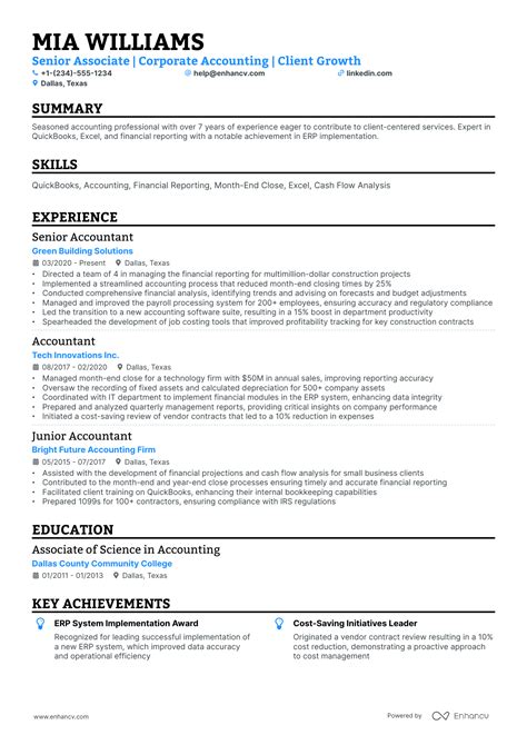 10 Corporate Accounting Resume Examples & Guide for 2026