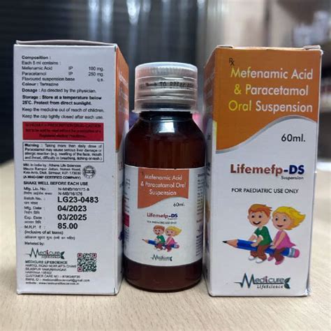 Lifemefp ds - Mefenamic Acid & paracentamol Oral Surpension - Medicure ...
