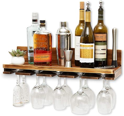 Indigo interiors Rampold Wall Mounted Wine Rack (Shelf) and Glass ...