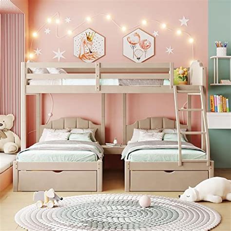 Harper & Bright Designs Harper & Bright Designs Velvet Triple Bunk Bed ...