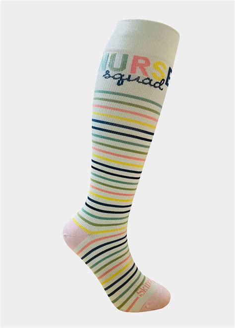 Skinergy Skinergy Nurse Squad Ivory Print Compression Sock | Scrubs ...