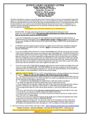 JUSTICE COURT COURTESY LETTER - Fill and Sign Printable Template Online