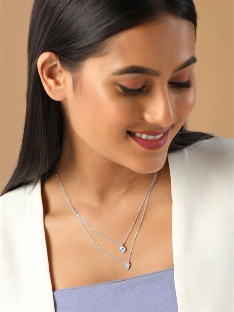 Pure Silver Mingling Of Hamsa And Evil Eye Necklace – Curio Cottage