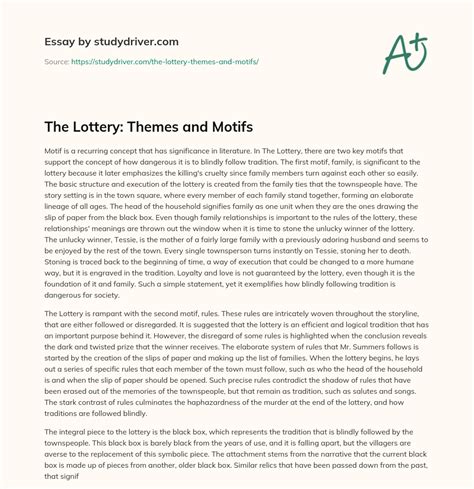 The Lottery: Themes and Motifs - Free Essay Example | StudyDriver.com