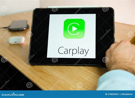 Apple CarPlay Logo on the Screen of IPad Tablet. March 2021, San ...