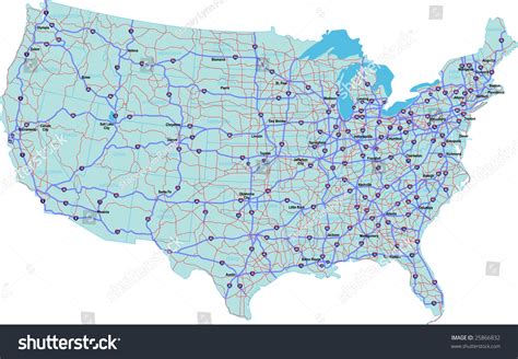 Interstate Map Continental United States State Stock Illustration ...