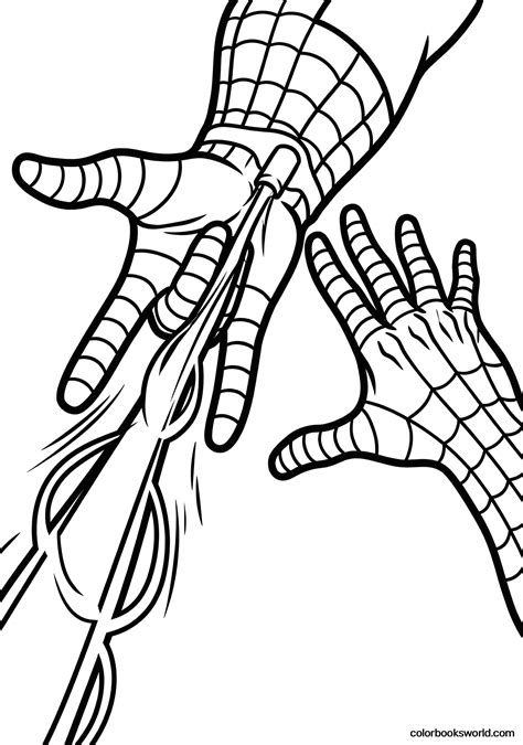 Manos de Spider-Man y telaraña — página para colorear para imprimir ...