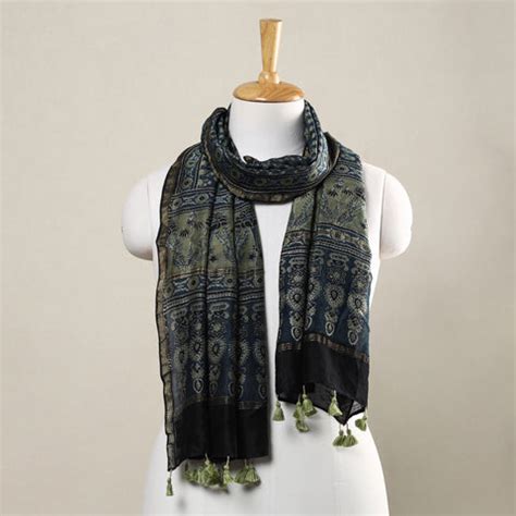 Printed Ajrakh Stoles - Buy Ajrakh Modal Silk Stoles Online | iTokri ...