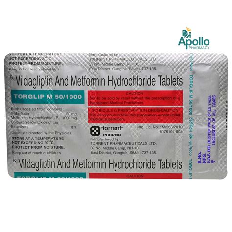 Torglip M 50/1000 Tablet 10's Price, Uses, Side Effects, Composition ...