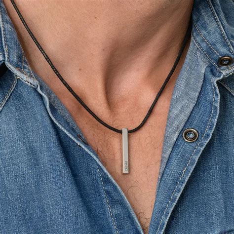 Men cord Bar Necklace – Name Strings