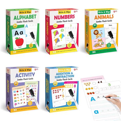 Arjoos | Write & Wipe Flash Cards : ABC, Numbers, Animals, Activity, S ...