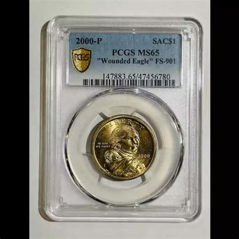 2000 Dollar Sacagawea PCGS MS-65 Wounded Eagle "Wounded Eagle" FS-901 ...