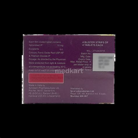 APRAIZE 10MG TABLET 4’S: Uses, Price, Side effects & Generic ...