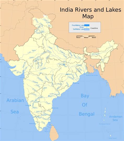 地图的印度河流-河流的印度在地图(南部的亚洲-亚洲)