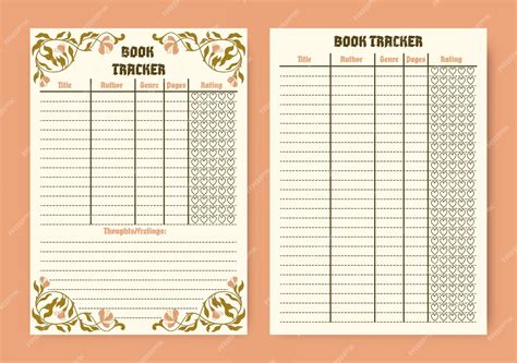 Premium Vector | Book tracker template for fiction readers reading plan vector