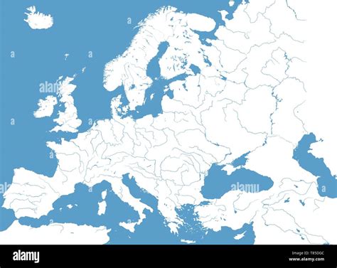 Europe high detailed vector political map with rivers and country names ...